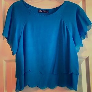 Miss Finch Blue scallop edge top - Size S/M